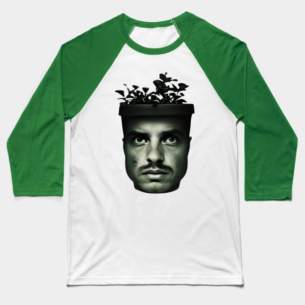 plant in a man's head Baseball T-Shirt by mdr design